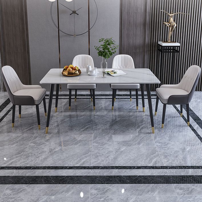 長方形の焼結された石造りの食堂モダンなホームキッチンデスク4つの黒い足のある