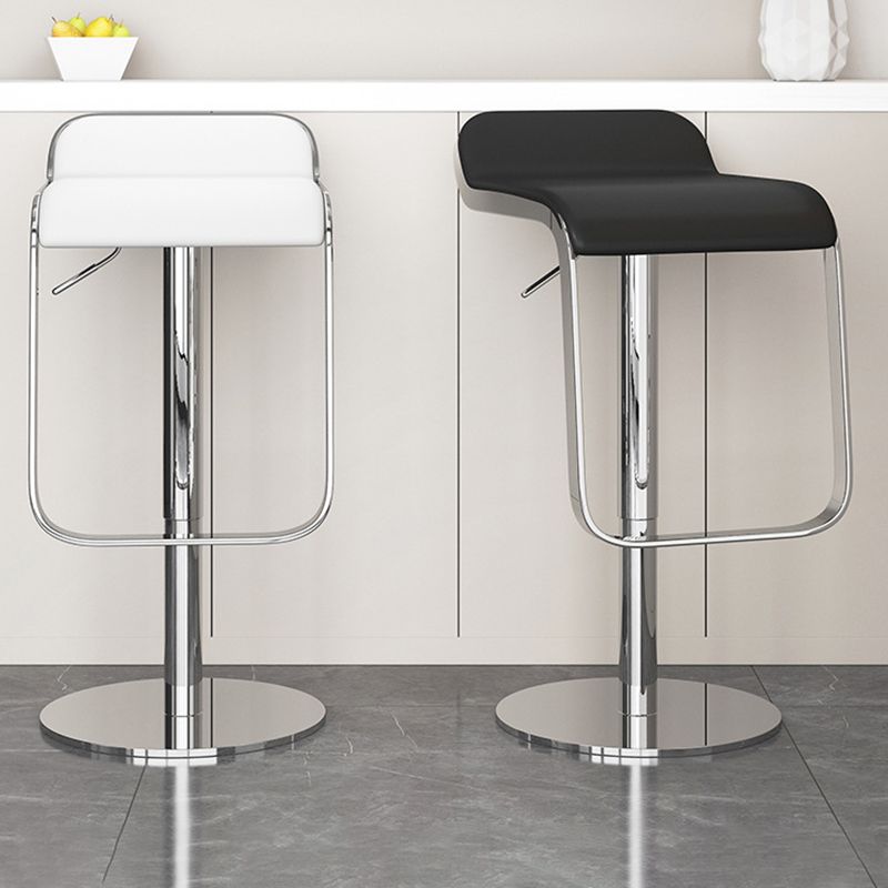 Modern Faux Leather Barstool Adjustable Height Swivel Barstool