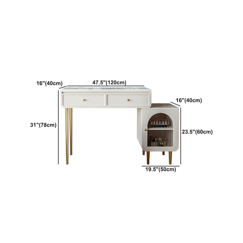 2つの引き出しを備えた木材の虚栄心石トップドレッシングテーブルの白い