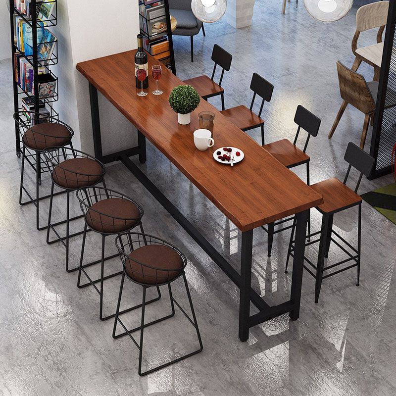 Contemporary Style Rectangle Bar Table Solid Wood Brown Bar Desk Clearhalo 'Bar Furniture' 'Bar Tables' 'bar_tables' 'furn' 'furn_bar_tables' 'Furniture' 'Kitchen & Dining Furniture' 1200x1200_6903150f-1096-44ef-a06f-6f2e3f6aba0b