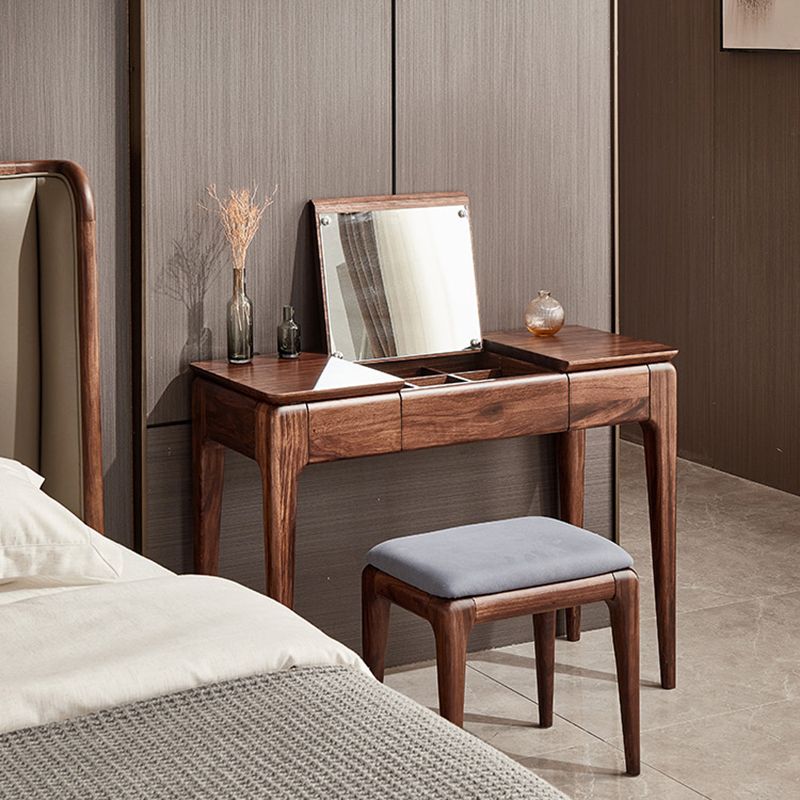 2 Drawer & Jewelry Vanity Desk Brown Wood Makeup Vanity Desk Clearhalo 'Bedroom Furniture' 'furn' 'furn_makeup_vanities' 'Furniture' 'Makeup Vanities' 'makeup_vanities' 1200x1200_69040c55-e14a-423e-81a8-227ee4babab0