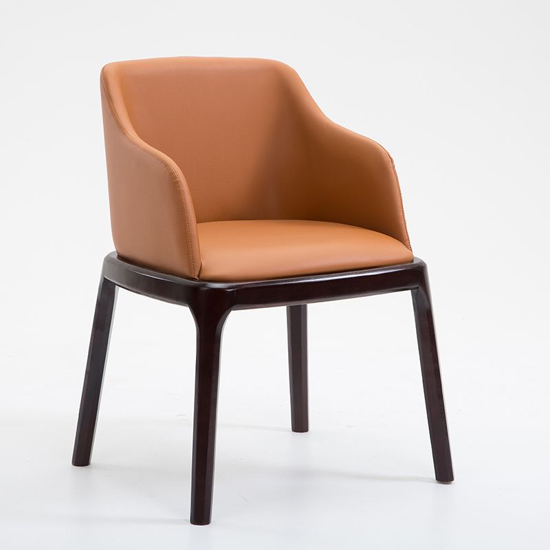 Scandinavian Solid Back Arm Chair Matte Finish Leather Dining Chair (Set of 2) Clearhalo ' kitchen&dining_furn' 'Dining Chairs' 'Dining Tables & Seating' 'dining_chair' 'furn' 'furn_dining_chair' 'Furniture' 'furniture_dining_chair' 'Kitchen & Dining Furniture' 'kitchen' 1200x1200_6906c7f6-d8a3-4c34-9167-0c5af10c9665