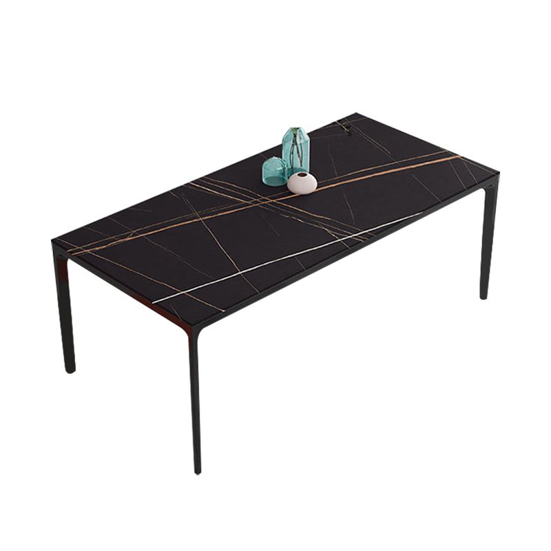 Industrial Sintered Stone Kitchen Table Rectangle Fixed Dining Room Desk Clearhalo 'Dining Tables & Seating' 'Dining Tables' 'dining_table' 'furn' 'furn_dining_table' 'Furniture' 'Kitchen & Dining Furniture' 1200x1200_690870e5-f358-4e90-a210-cb9fcbc7a619
