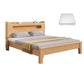Rubberwood Platform Bed Frame Scandinavian Panel Bed with Storage for Home