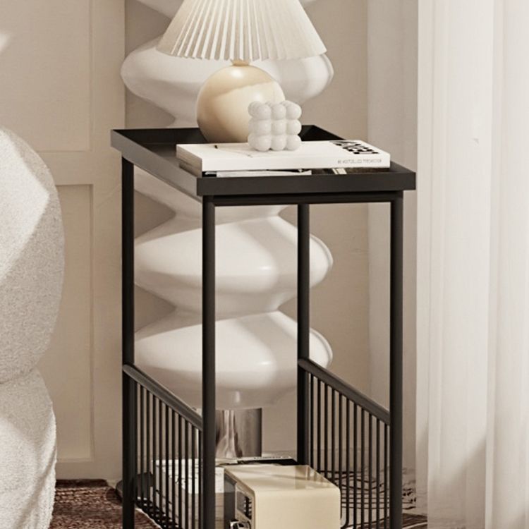 21.65" Tall Metal End Table Tray Top Accent Side Table with Storage