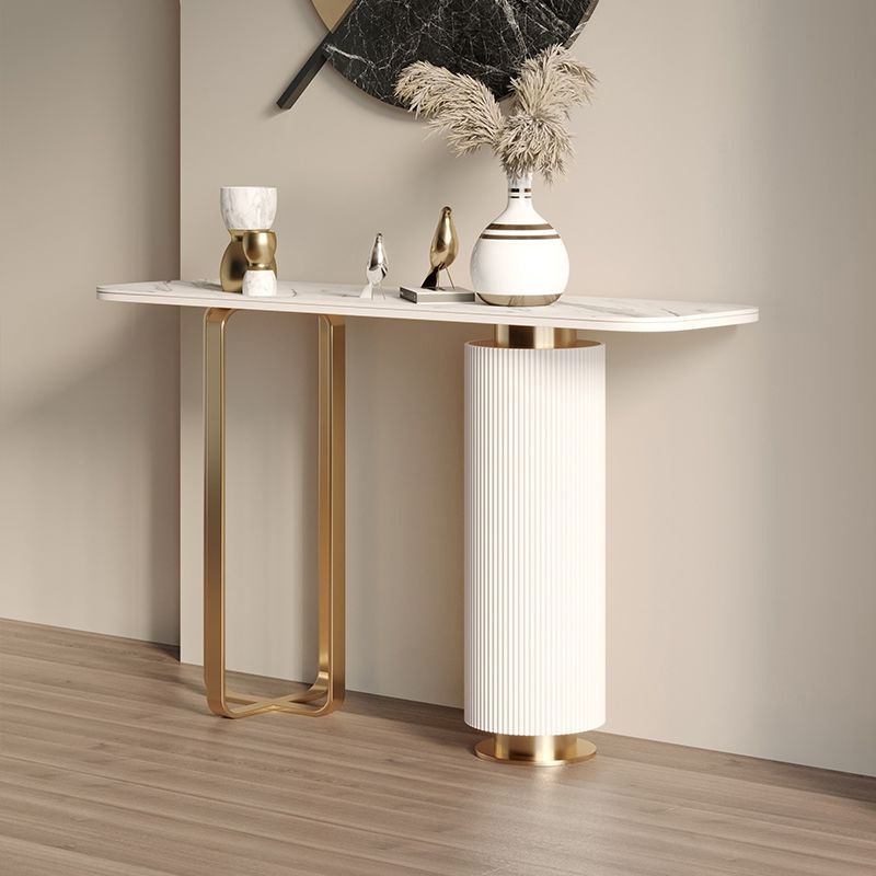 Tavolo di accento glam largo 14 pollici tavolo da console in pietra ovale per Hall