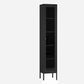 Modern Style Bookcase Metal Closed Back Bookshelf with Door for Home Office