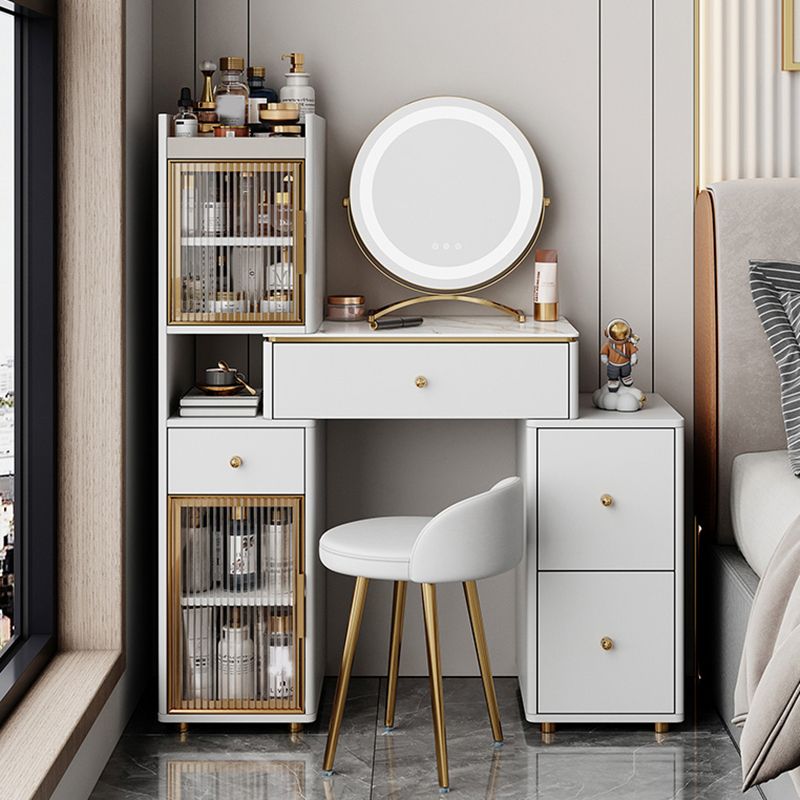 15" Wide Glam Vanity Table White Wooden Make-up Vanity with Drawer