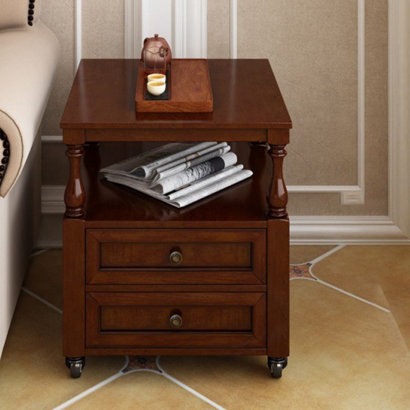 Traditional Rectangular End Table Removable Side Table with Drawer and Shelf