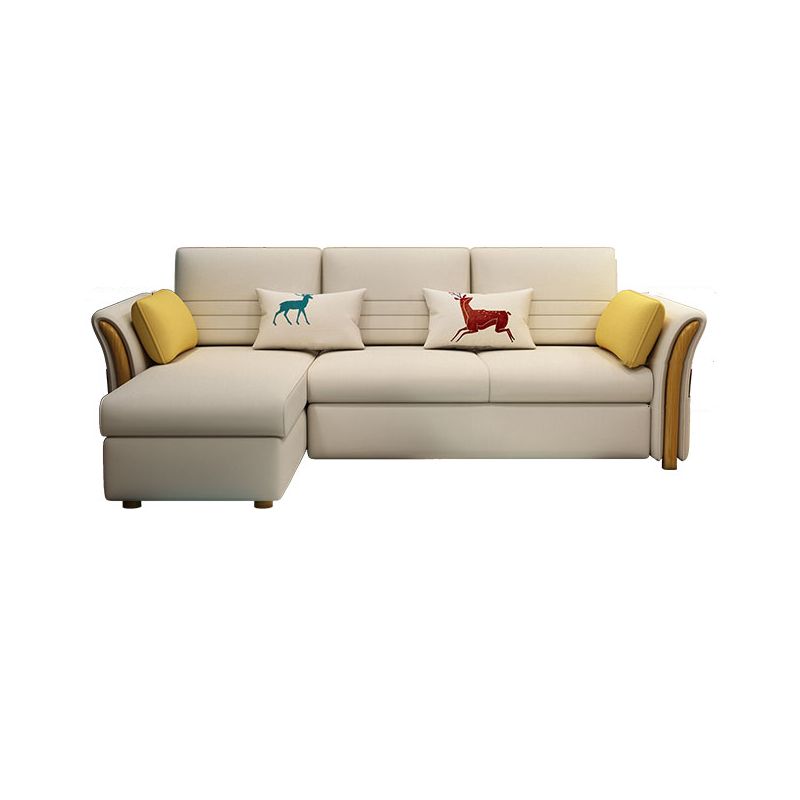 Cotton Blend and Faux Leather Convertible Sectionals Sofas with Storage in Yellow Clearhalo 'furn' 'furn_sectionals' 'Furniture' 'furniture_sectionals' 'kitchen' 'kitchen_sectionals' 'Living Room Furniture' 'Sectionals' 1200x1200_690e7964-01a9-4d3f-8515-e6c4c3b76b1a