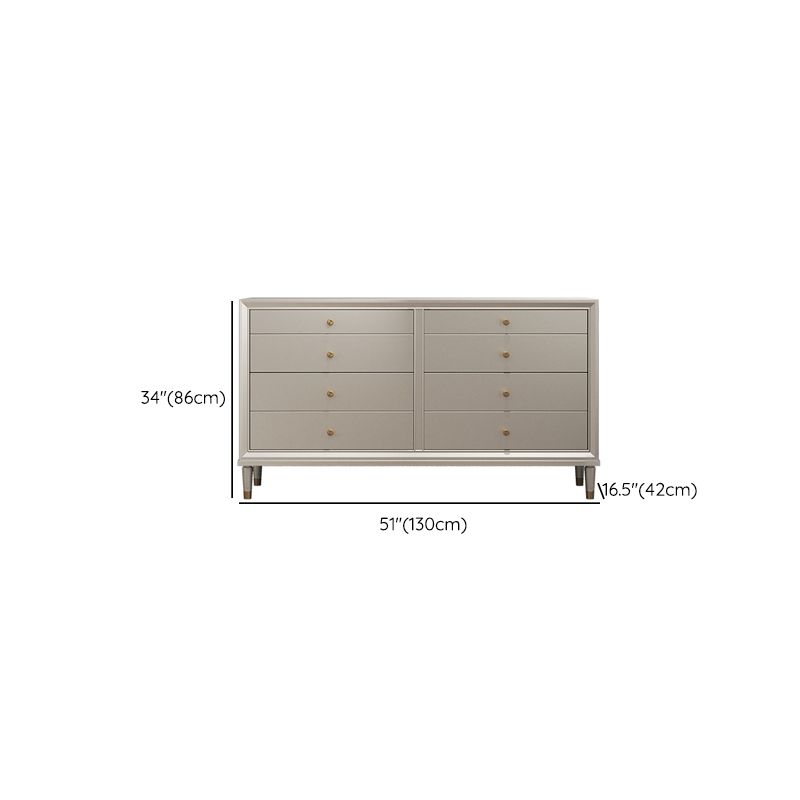 Contemporary Horizontal Double Dresser White/Silver Dresser with Storage for Home