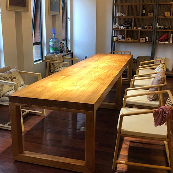 Modern Natural Pine Rectangular Top Dining Table with 4 Legs Clearhalo 'Dining Tables & Seating' 'Dining Tables' 'dining_table' 'furn' 'furn_dining_table' 'Furniture' 'Kitchen & Dining Furniture' 1200x1200_691313bd-aee7-4e2d-ac0a-69211f6ee637