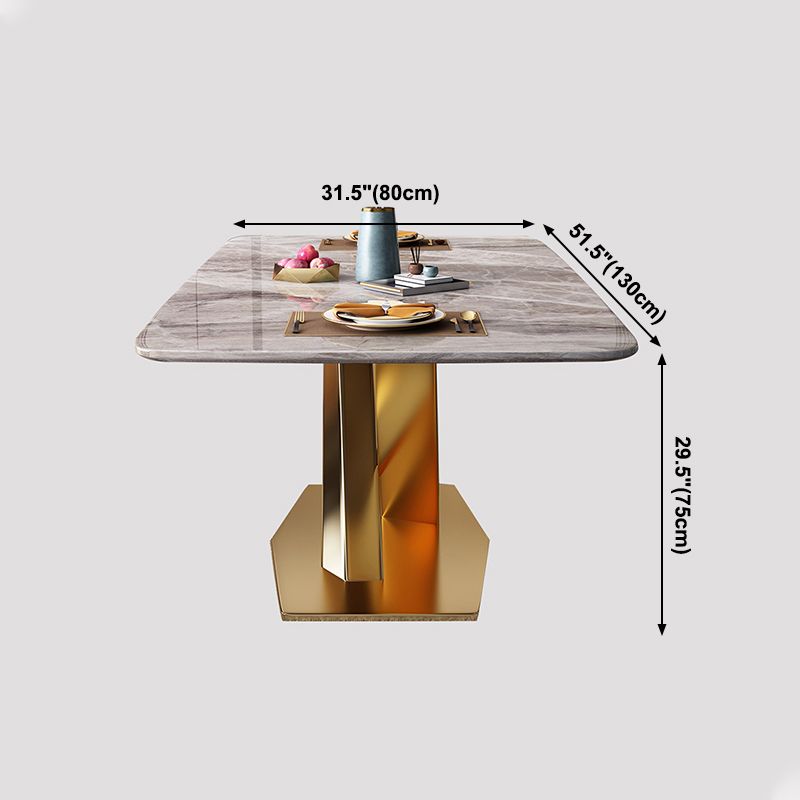 Metal Traditional Luxury Rectangle Table Grey Sintered Stone Indoor Table with Pedestal Clearhalo ' dining_table' 'Dining Tables & Seating' 'Dining Tables' 'furn' 'furn_dining_table' 'Furniture' 'furniture_dining_table' 'Kitchen & Dining Furniture' 'kitchen&dining_furn' 'kitchen' 'kitchen_dining_table' 1200x1200_6913c69b-530f-4ec9-94a5-bfaeb081458e