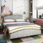 Modern Rectangular Bed Upholstered Headboard Bed with Metal Legs