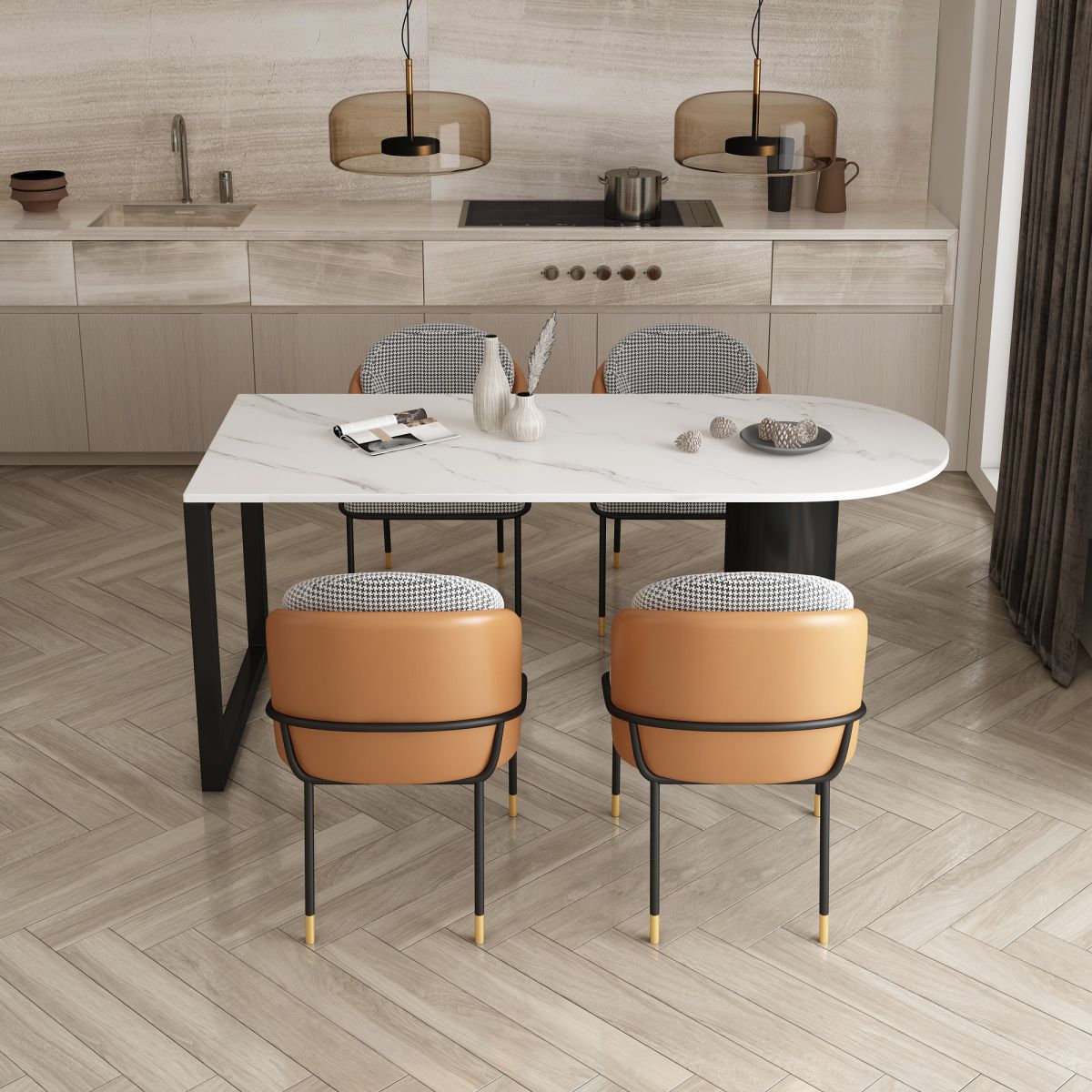 Modern Style Dining Table White Home Use Dining Table with Double Pedestal Base Clearhalo ' dining_table' 'Dining Tables & Seating' 'Dining Tables' 'furn' 'furn_dining_table' 'Furniture' 'furniture_dining_table' 'Kitchen & Dining Furniture' 'kitchen&dining_furn' 'kitchen' 'kitchen_dining_table' 1200x1200_6915a93e-3273-4011-9e47-f53fe79dc5fa