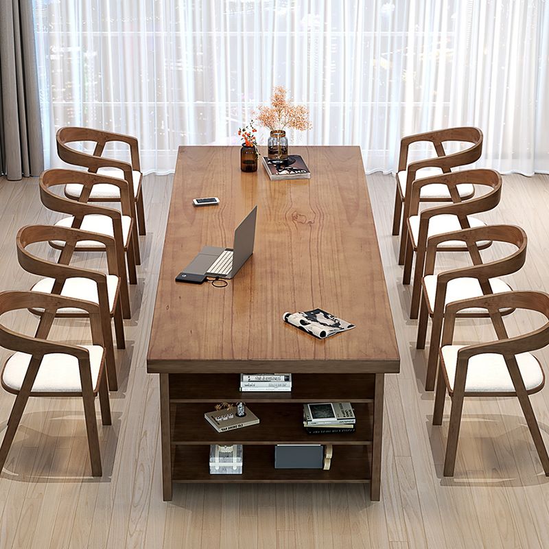 Moderne massive Holz -Büro -Schreibtisch Rechteck Task Schreibtisch mit Schubladen und Regalen