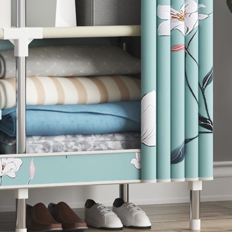 Armario de armario de dormitorio de metal de estilo contemporáneo con estantes