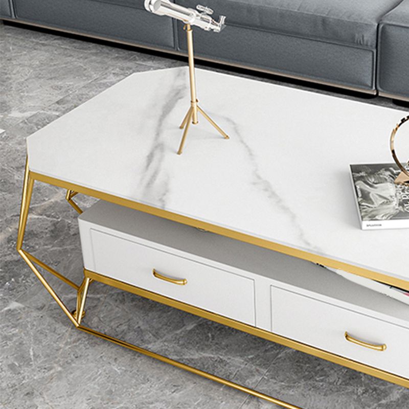 Glam Golden Frame Coffee Table with Storage Drawers Cocktail Table Clearhalo 'Coffee & Accent Tables' 'Coffee Tables' 'coffee_tables' 'furn' 'furn_coffee_tables' 'Furniture' 'Living Room Furniture' 1200x1200_69190f1a-bad6-4c0a-bd2c-785a2f2e9f70