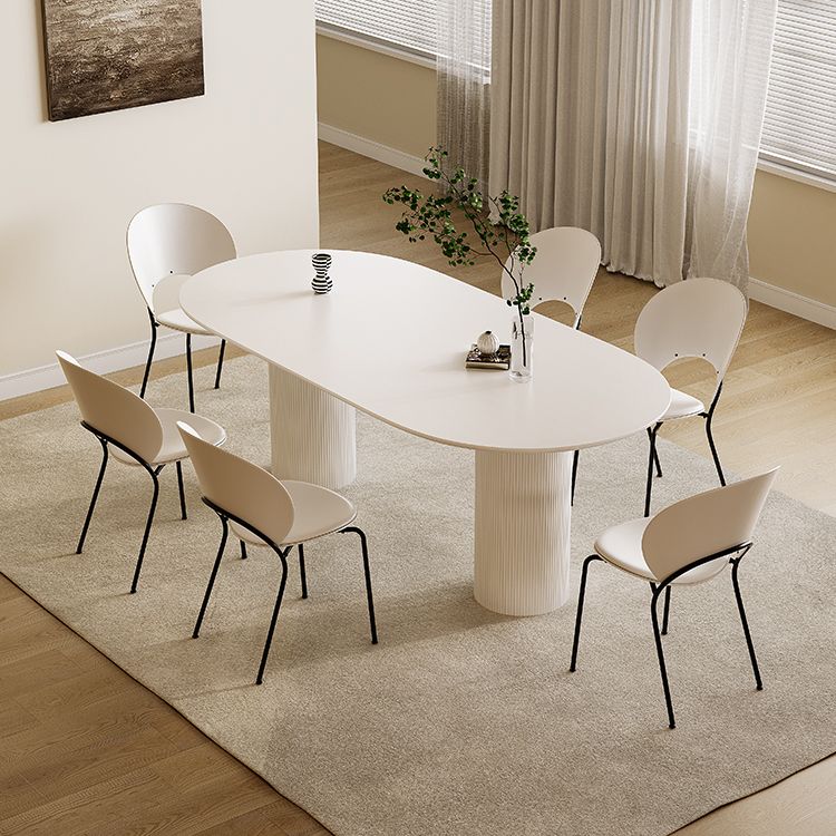 Luxury Oval Shape Kitchen Table Sintered Stone Double Pedestal Dining Table Clearhalo 'Dining Tables & Seating' 'Dining Tables' 'dining_table' 'furn' 'furn_dining_table' 'Furniture' 'Kitchen & Dining Furniture' 1200x1200_691b4b45-3b3e-4814-81b3-7eacbbc4fbfd