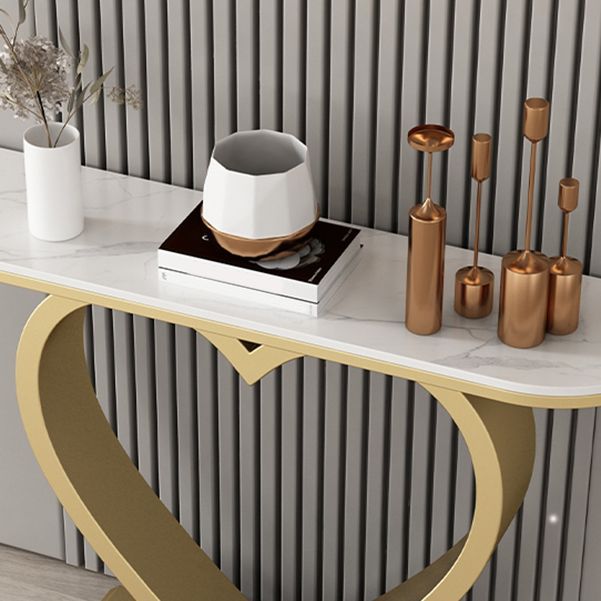 Tavolo di accento console mezzaluna moderna tavola console di finitura antica in pietra