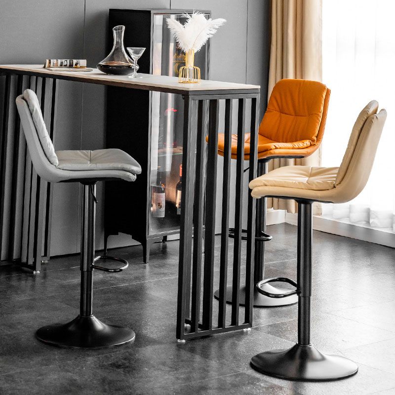 Contemporary Metal Legs Bar Stools Faux Leather Indoor Counter Chair