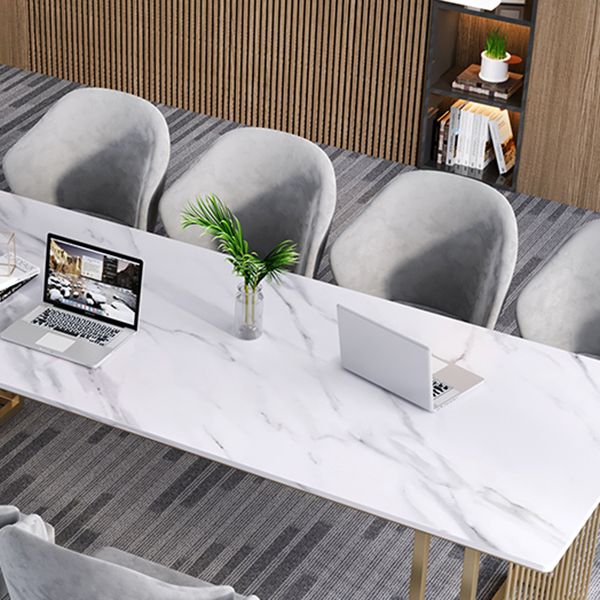 シンプルさ長方形の会議テーブルストーン固定ワークデスクオフィスのためのワークデスク