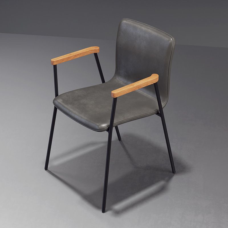 Industrial Faux Leather Dining Chairs Indoor-Outdoor Arm Chair Clearhalo 'Dining Chairs' 'Dining Tables & Seating' 'dining_chair' 'furn' 'furn_dining_chair' 'Furniture' 'Kitchen & Dining Furniture' 1200x1200_691dd2da-1073-4dff-8907-2b1e3d3423ac