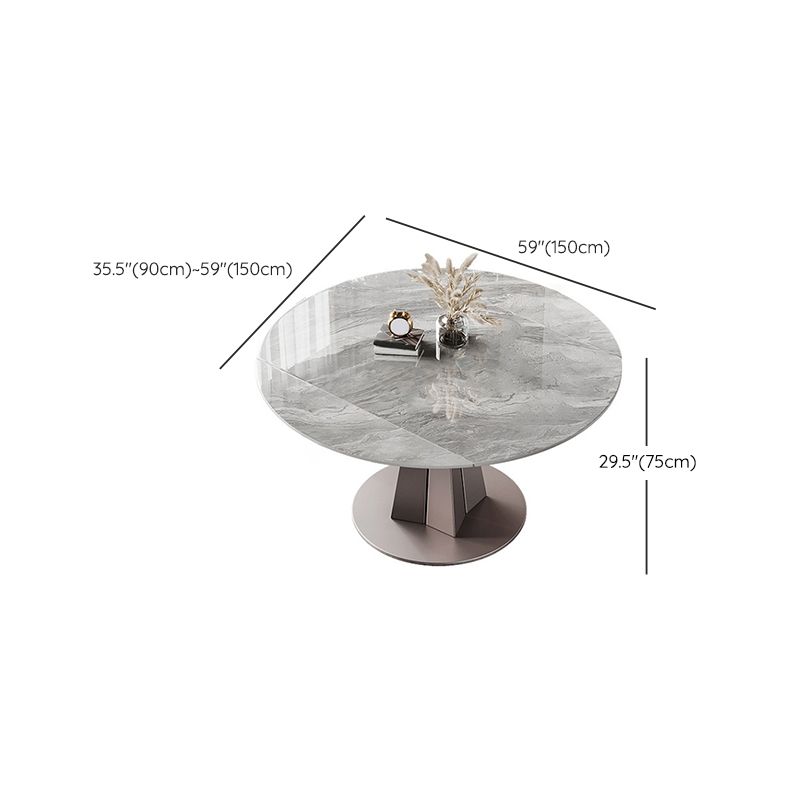 Modern Stainless Steel Base Pedestal Dining Table Extendable Dinner Table for Home Clearhalo 'Dining Tables & Seating' 'Dining Tables' 'dining_table' 'furn' 'furn_dining_table' 'Furniture' 'Kitchen & Dining Furniture' 1200x1200_691f1da7-ec26-4a50-8aa8-5f2234d50ccc