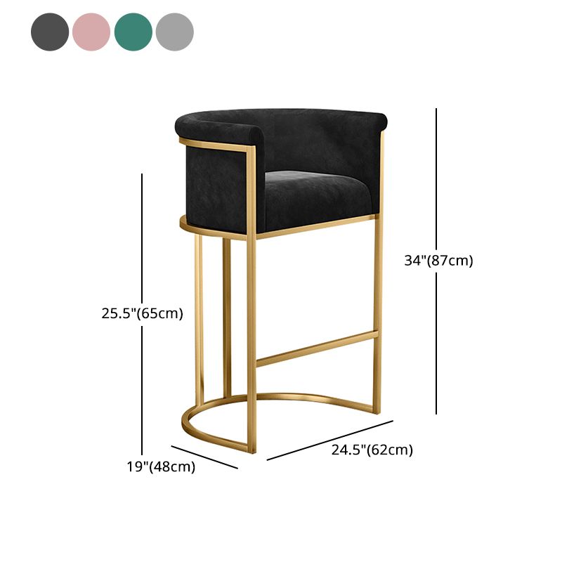 Glam Backrest Counter Stool Iron Household Bar Stool with Velvet Cushion and Pedal Clearhalo 'Bar Furniture' 'Bar Stools' 'bar_stools' 'furn' 'furn_bar_stools' 'furniture_bar_stools' 'Kitchen & Dining Furniture' 'kitchen&dining_furn' 'kitchen' 'kitchen_furn' Furniture' 1200x1200_691f9cef-fa77-4e7b-8e27-e1012a882756