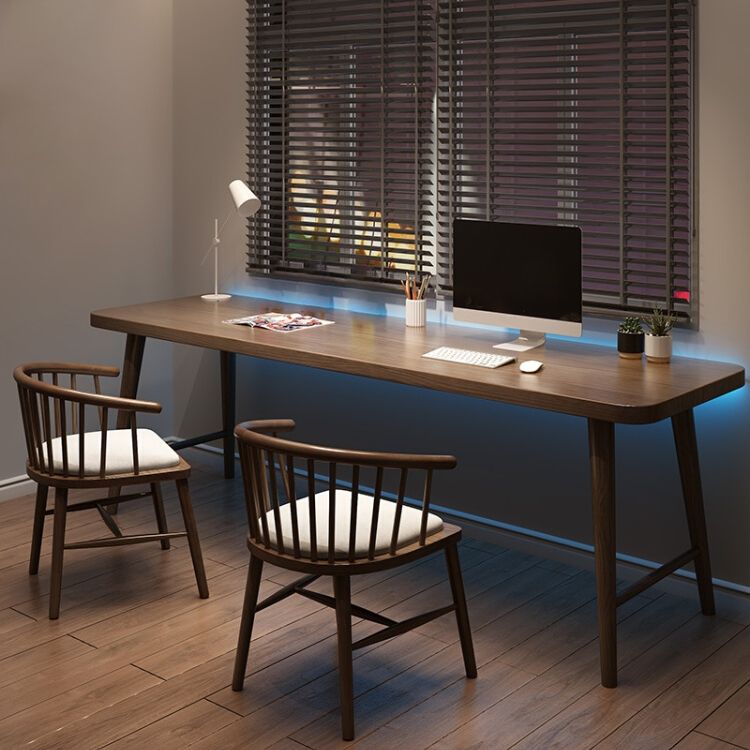 Modern Solid Wood Office Desk 29.53 "Tall Rectangle Writing Desk met H-vormige basis