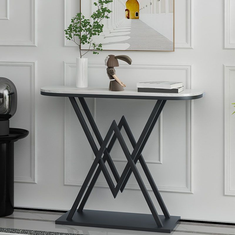 Tavolo da console in marmo glam da 12 "W tavolo da accento resistente alle macchie mezzano per la sala