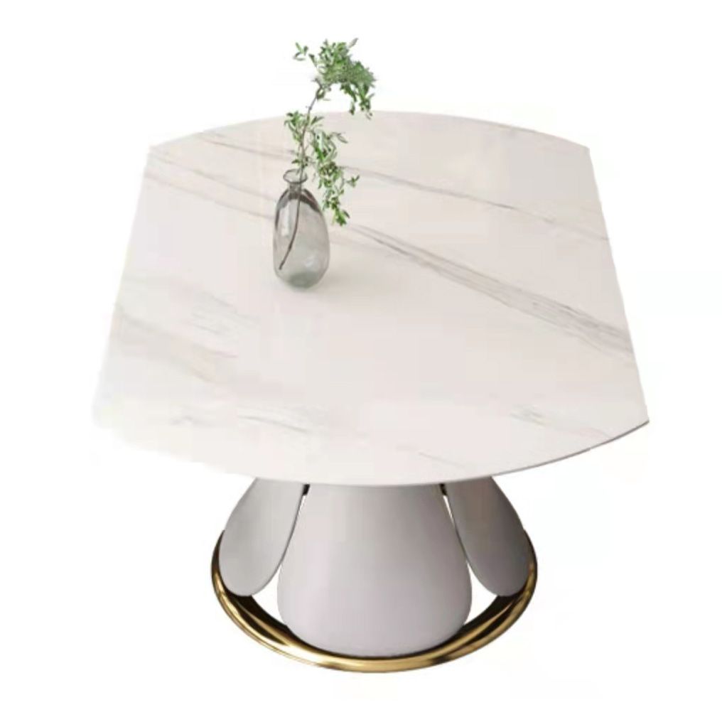 Glam Sintered Stone Extendable Table Round Shape Kitchen Dining Table with Pedestal Base Clearhalo ' dining_table' 'Dining Tables & Seating' 'Dining Tables' 'furn' 'furn_dining_table' 'Furniture' 'furniture_dining_table' 'Kitchen & Dining Furniture' 'kitchen&dining_furn' 'kitchen' 'kitchen_dining_table' 1200x1200_69234b19-7012-46cb-899a-22f9290a6e74