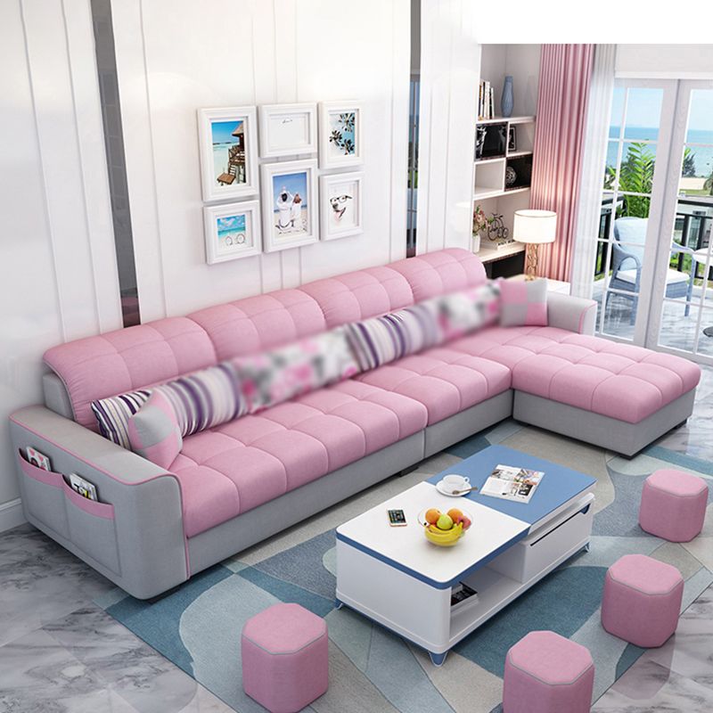 Modern Square Arm Sectionals 106.3"L High Back Sofa and Chaise with Storage Clearhalo 'furn' 'furn_sectionals' 'Furniture' 'furniture_sectionals' 'kitchen' 'kitchen_sectionals' 'Living Room Furniture' 'Sectionals' 1200x1200_692760ca-f25d-4c05-92a6-f04c1abf7408