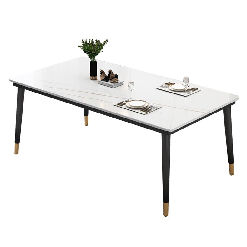 Traditional Luxury Rectangle Dining Room Table Sintered Stone Table with 4 Black Legs Clearhalo ' dining_table' 'Dining Tables & Seating' 'Dining Tables' 'furn' 'furn_dining_table' 'Furniture' 'furniture_dining_table' 'Kitchen & Dining Furniture' 'kitchen&dining_furn' 'kitchen' 'kitchen_dining_table' 1200x1200_69286a06-e364-431e-826e-39d0dfc1f138