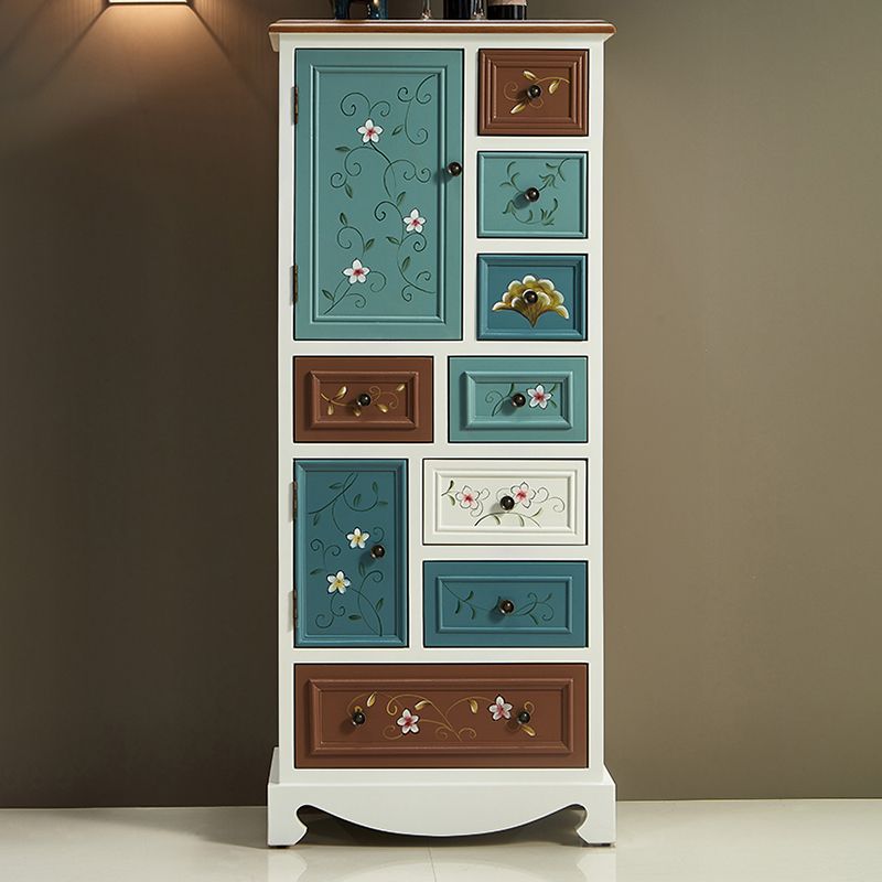 8つの引き出しと2つのドアを備えた産業アクセントキャビネット