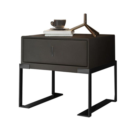 Leder 1 Schubladen Nachttisch zeitgenössischer Nachttisch mit Metallbeinen