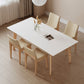 Set da pranzo rettangolare da 1/3/4/5 pezzi Tavolo da pranzo con piano in pietra sinterizzata con base in legno