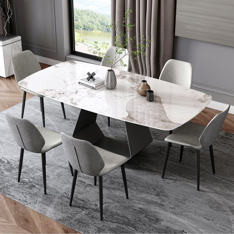 Minimalist 1/4/5/7 Pieces Rectangular Dining Table Set Sintered Stone Furniture for Home Clearhalo 'Dining Room Sets' 'Dining Tables & Seating' 'dining_room_set' 'furn' 'furn_dining_room_set' 'Furniture' 'furniture_dining_room_set' 'Kitchen & Dining Furniture' 'kitchen&dining_furn' 'kitchen' 1200x1200_692ae037-af69-4b83-932a-ffbf57150d71