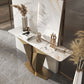 Mesa de acento de consola rectángulo glamoroso con tapa de piedra blanca para Hall