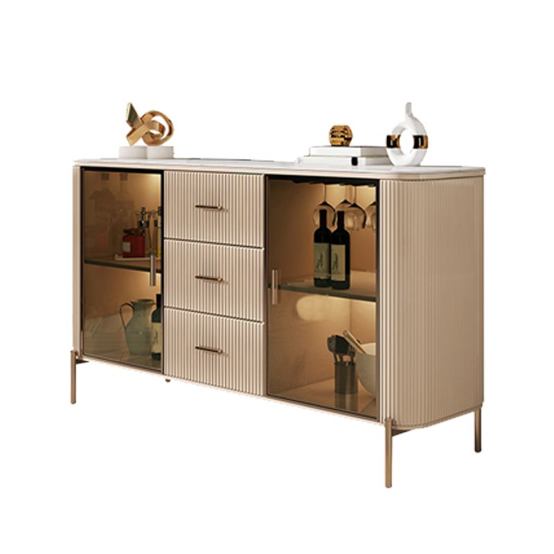 Credenza a 3 tradizioni in pietra sinterizzata glam con porte di vetro per soggiorno