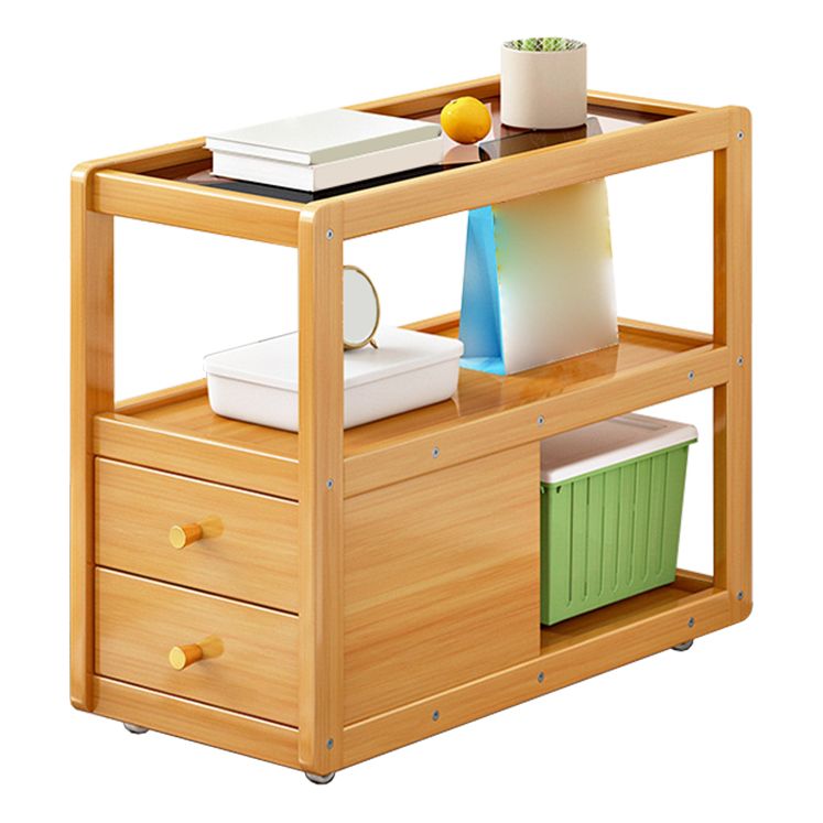 Table de chevet en bois et en verre table de nuit minimaliste moderne avec roulettes