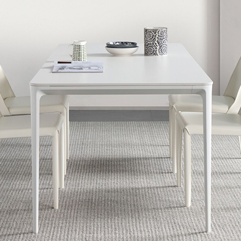 Modern White Kitchen Dining Table Sintered Stone Rectangle Dining Table with 4 Legs Base Clearhalo ' dining_table' 'Dining Tables & Seating' 'Dining Tables' 'Furniture' 'furniture_dining_table' 'Kitchen & Dining Furniture' 'kitchen&dining_furn' 'kitchen' 'kitchen_dining_table' 1200x1200_692f1f21-8f3f-45a7-856b-cc7f19d1da65