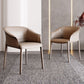 Solid Back Chair Contemporary Design Arm Leather Dining Chair