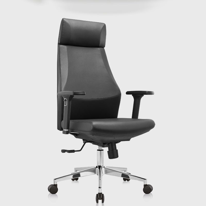Modern Desk Chair Leather Computer Chair in Black/Gray High-Back Chair with Wheels Clearhalo 'furn' 'furn_office_chair' 'Furniture' 'Office Chairs' 'Office Furniture' 'office_chair' 1200x1200_6930e2f3-1743-4178-b18e-06fabe742c98