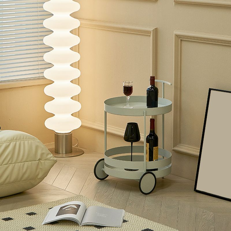 Wheels Accent Side Table with Tray Top in Metal Modern Accent Side Table