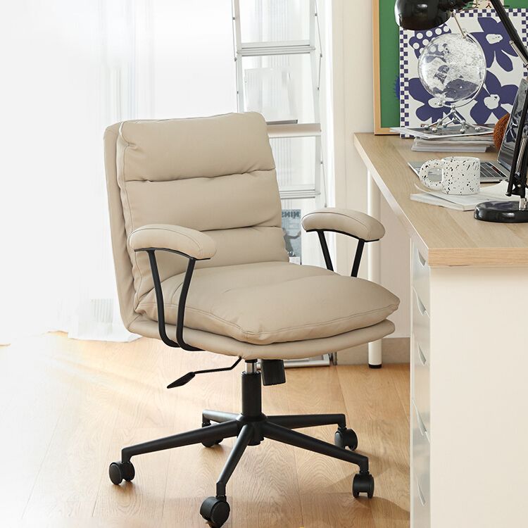 Modern Leather Chair Padded Arms Adjustable Seat Height Office Chair with Wheels Clearhalo 'furn' 'furn_office_chair' 'Furniture' 'Office Chairs' 'Office Furniture' 'office_chair' 1200x1200_69327758-28bc-4b27-a3bf-6d859da05554