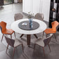 Round Sintered Stone Dining Table Modern Gray Black Turntable Furniture with Pedestal Base