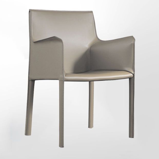 Silla de silla de comedor de cuero contemporánea en acabado mate con patas de acero