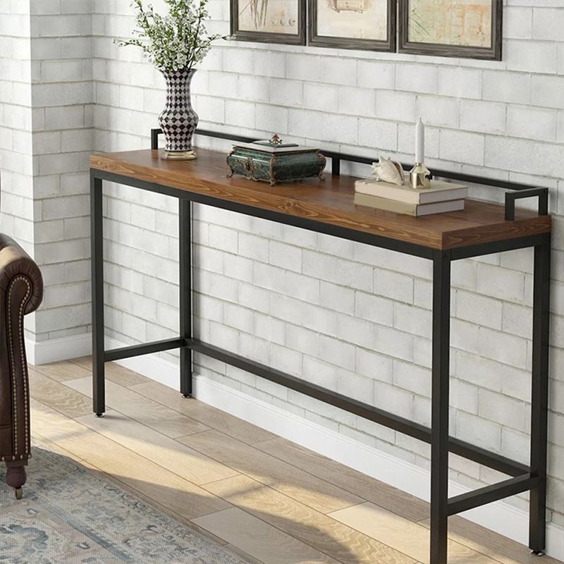 41.3-inch Wood Top Table Industrial Style Pub Table with Metal Base Clearhalo 'Bar Furniture' 'Bar Tables' 'bar_tables' 'furn' 'furn_bar_tables' 'Furniture' 'Kitchen & Dining Furniture' 1200x1200_69391d14-1c44-4fb9-841b-0a03c0d5e604