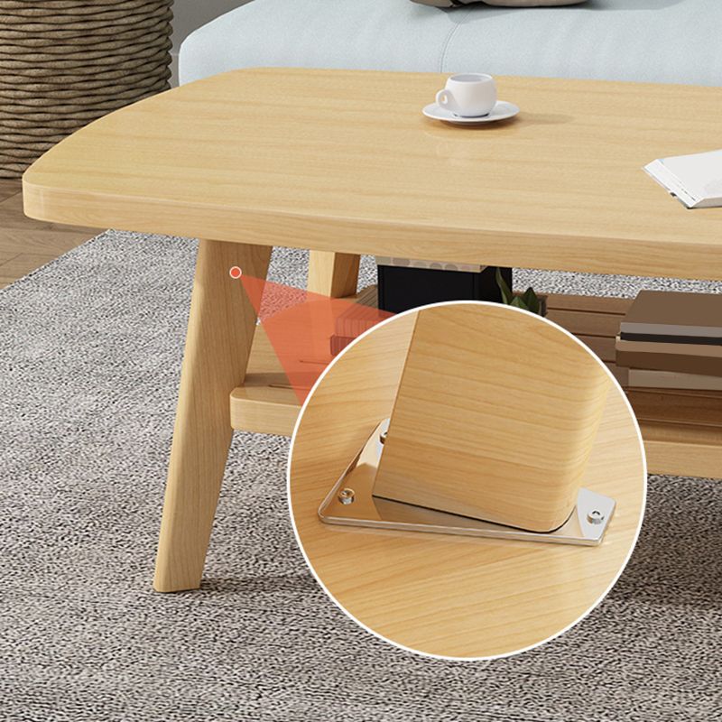 Nordic Style Rectangular 4 Legs Base Solid Wood Table with Storage Rack Coffee Table Clearhalo 'Coffee & Accent Tables' 'Coffee Tables' 'coffee_tables' 'furn' 'furn_coffee_tables' 'Furniture' 'Living Room Furniture' 1200x1200_69399ff6-0421-452e-ad26-ff3e11d01d95